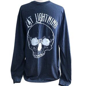 Carpe Diem Eat Lightning Skull Graphic Long Sleeve T Shirt - Dark Biker